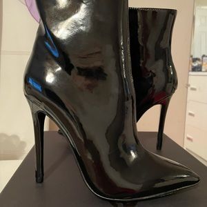 Bebe Weapon liquid patent bootie , size 7